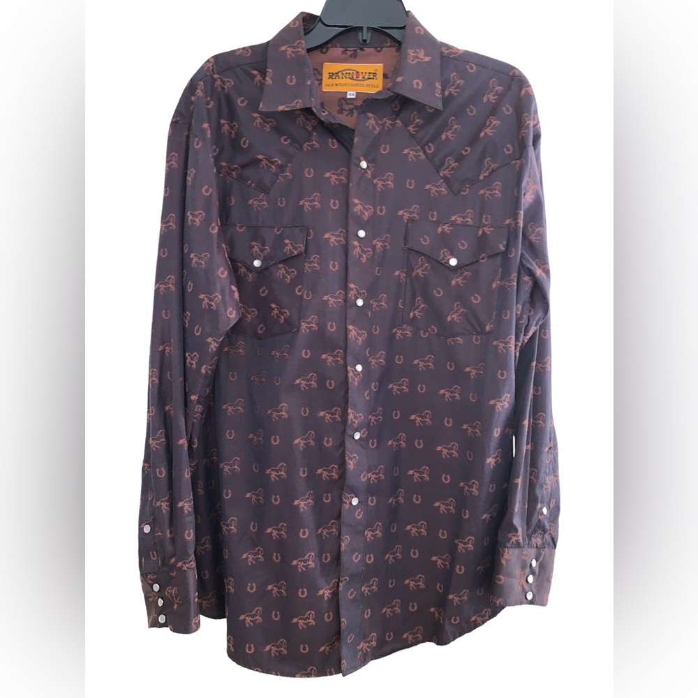 Hannover Old West Casual Style Men’s Western Shirt w/ Pearl Snap Buttons Size 44
